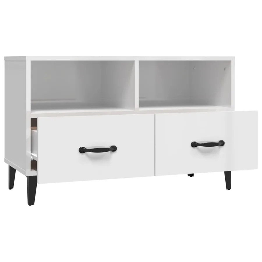 Meuble TV Blanc brillant 80x36x50 cm Bois d'ingénierie - 7