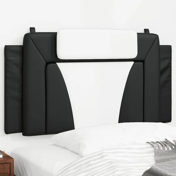Coussin de tête de lit Viana noir et blanc 100 cm similicuir
