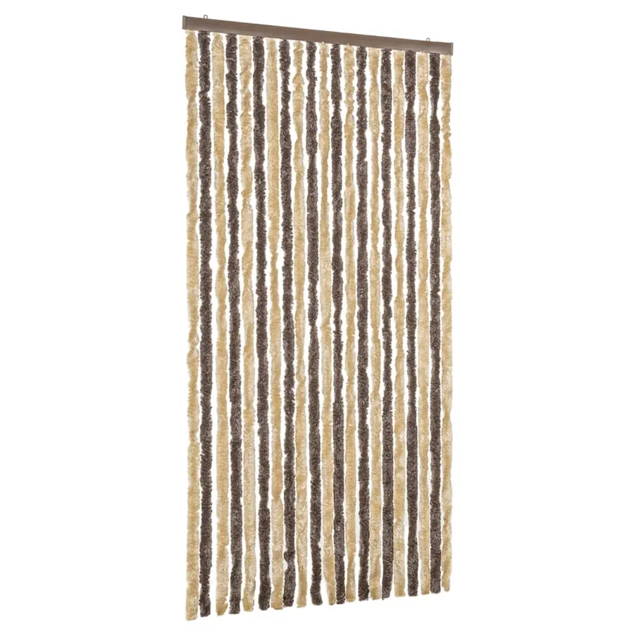Rideau anti-mouches marron foncé et beige 90x220 cm chenille - 2