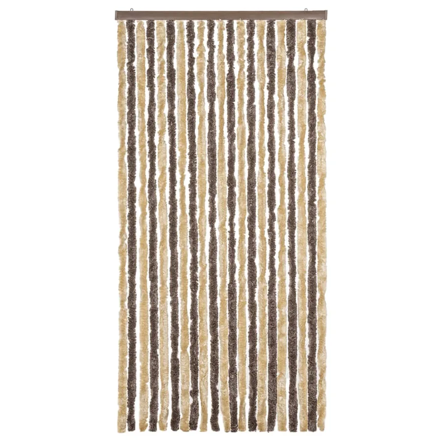 Rideau anti-mouches marron foncé et beige 90x220 cm chenille - 3