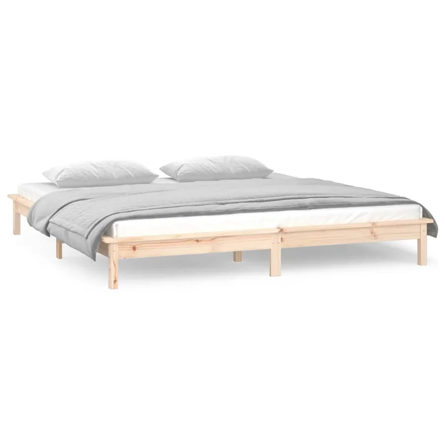 Cadre de lit à LED 180x200 cm Super King bois massif - 4