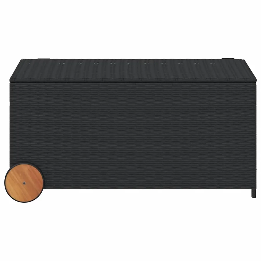 Boîte de rangement de jardin et roues noir 190L résine tressée - 4