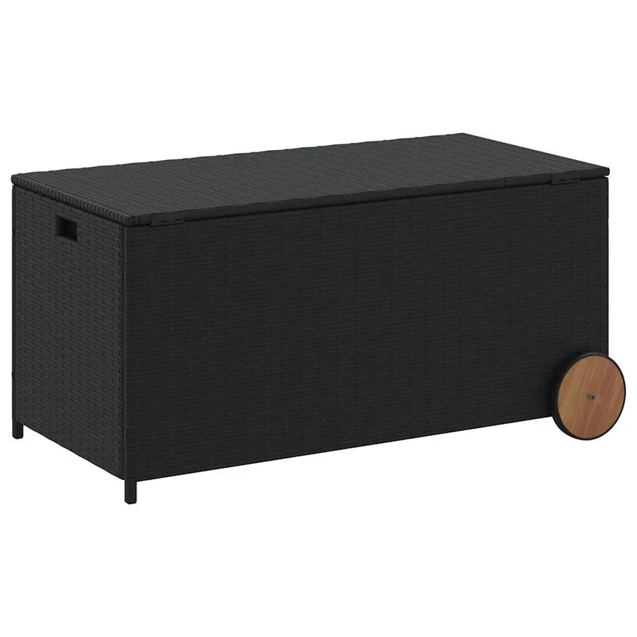 Boîte de rangement de jardin et roues noir 190L résine tressée - 6