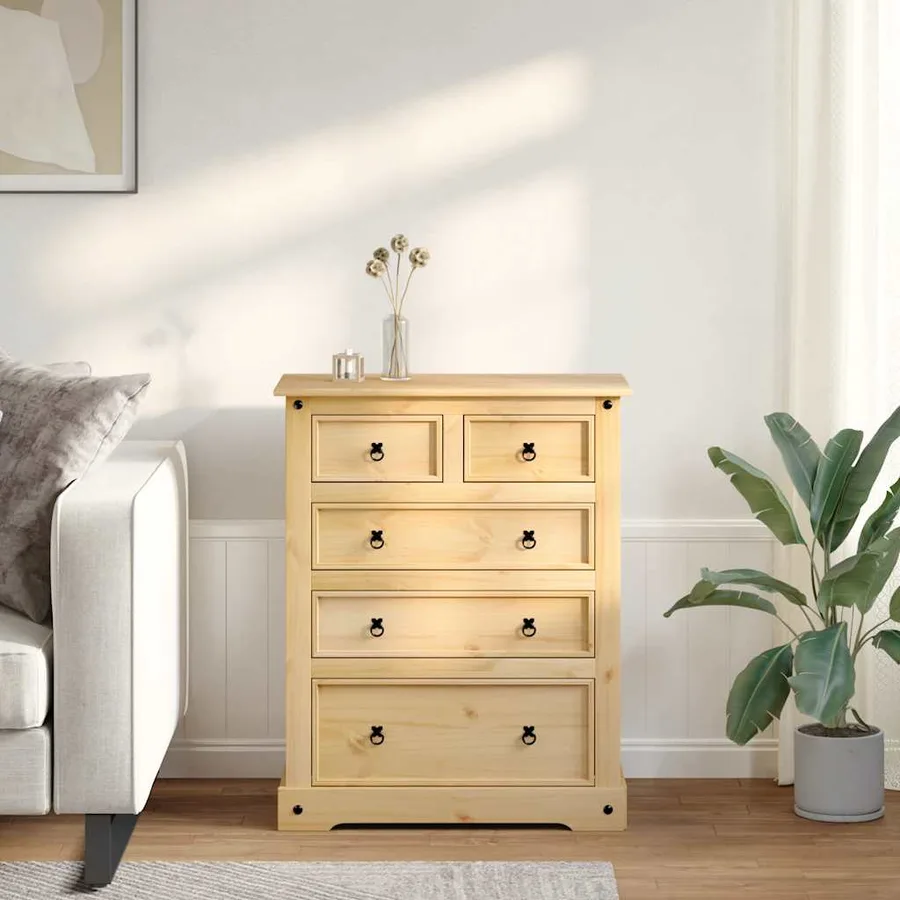 Commode Corona 92x48x114 cm bois massif de pin - 3