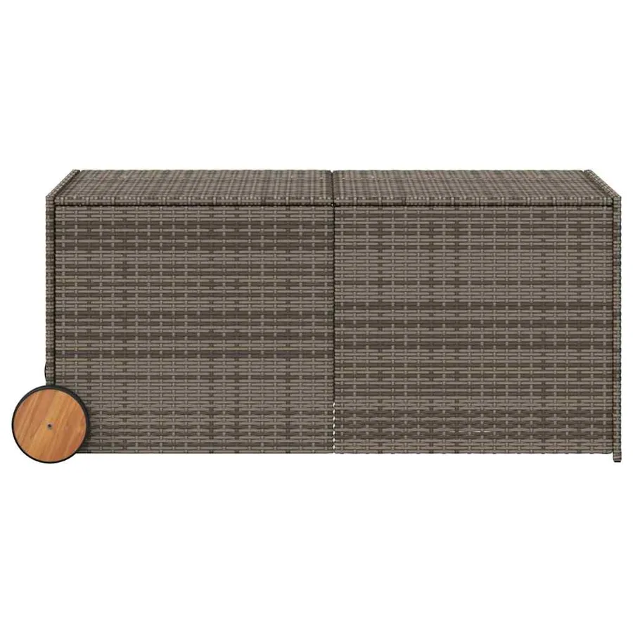 Boîte de rangement de jardin et roues gris 283L résine tressée - 4