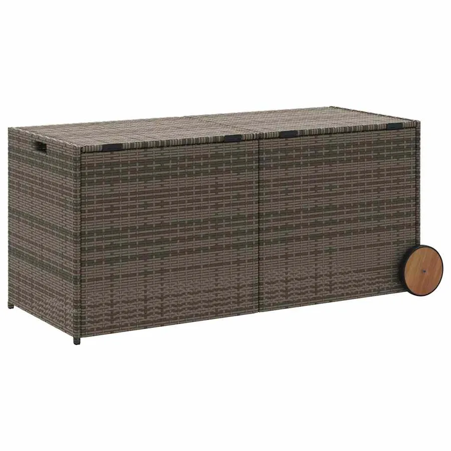 Boîte de rangement de jardin et roues gris 283L résine tressée - 6