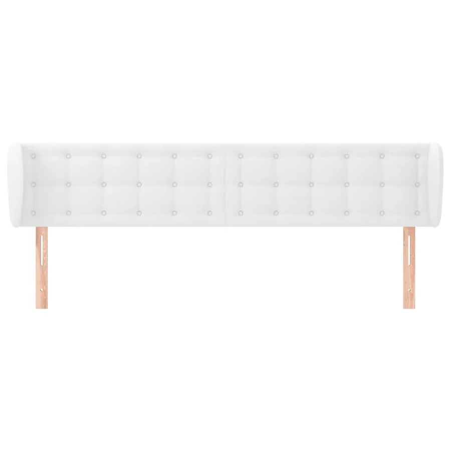 Tête de lit avec oreilles Blanc 203x23x78/88 cm Similicuir - 3