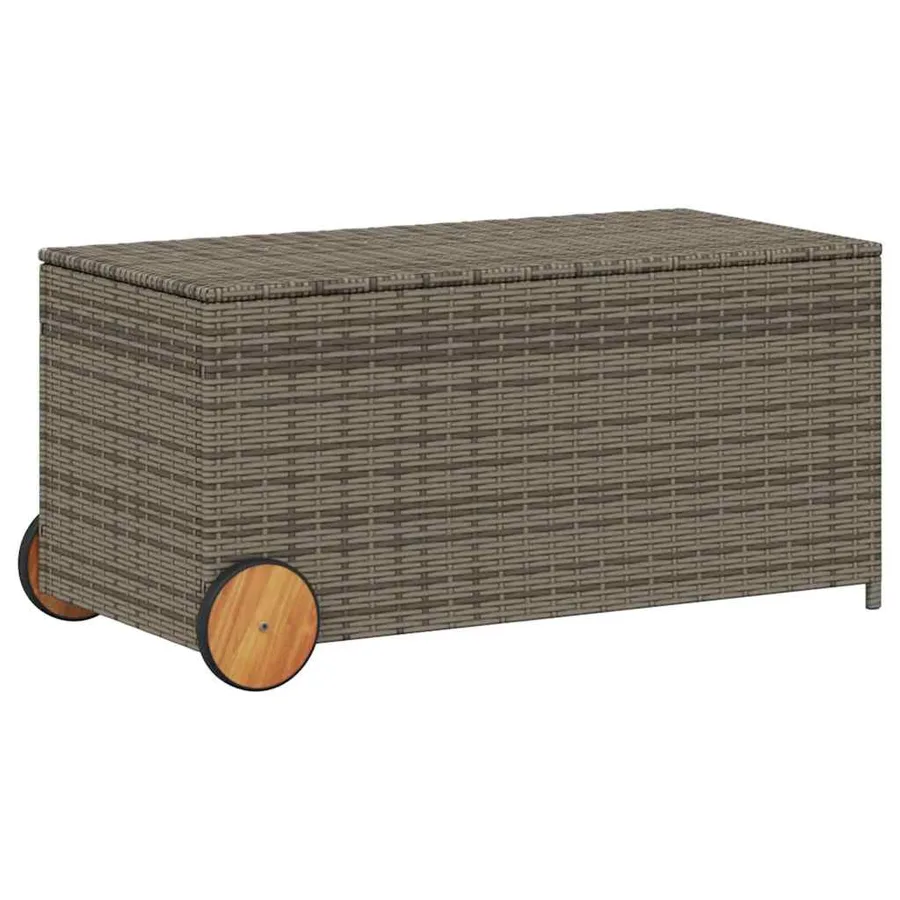 Boîte de rangement de jardin et roues gris 190L résine tressée - 2
