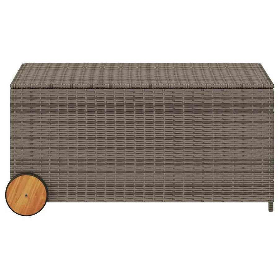 Boîte de rangement de jardin et roues gris 190L résine tressée - 4