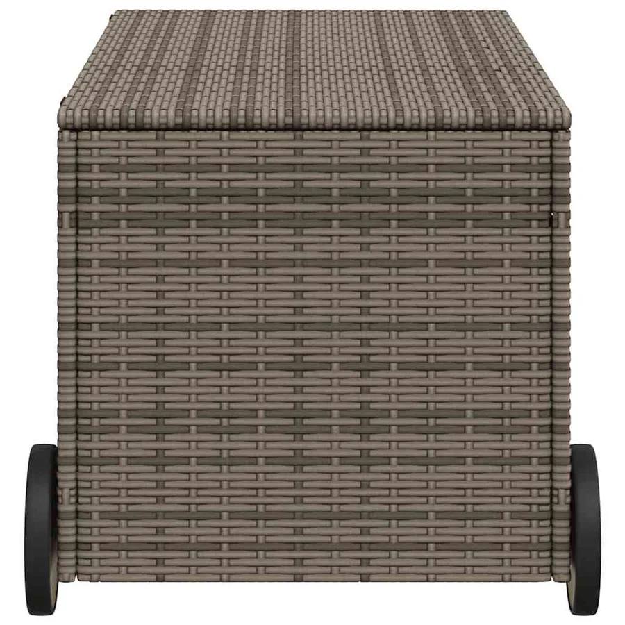 Boîte de rangement de jardin et roues gris 190L résine tressée - 5