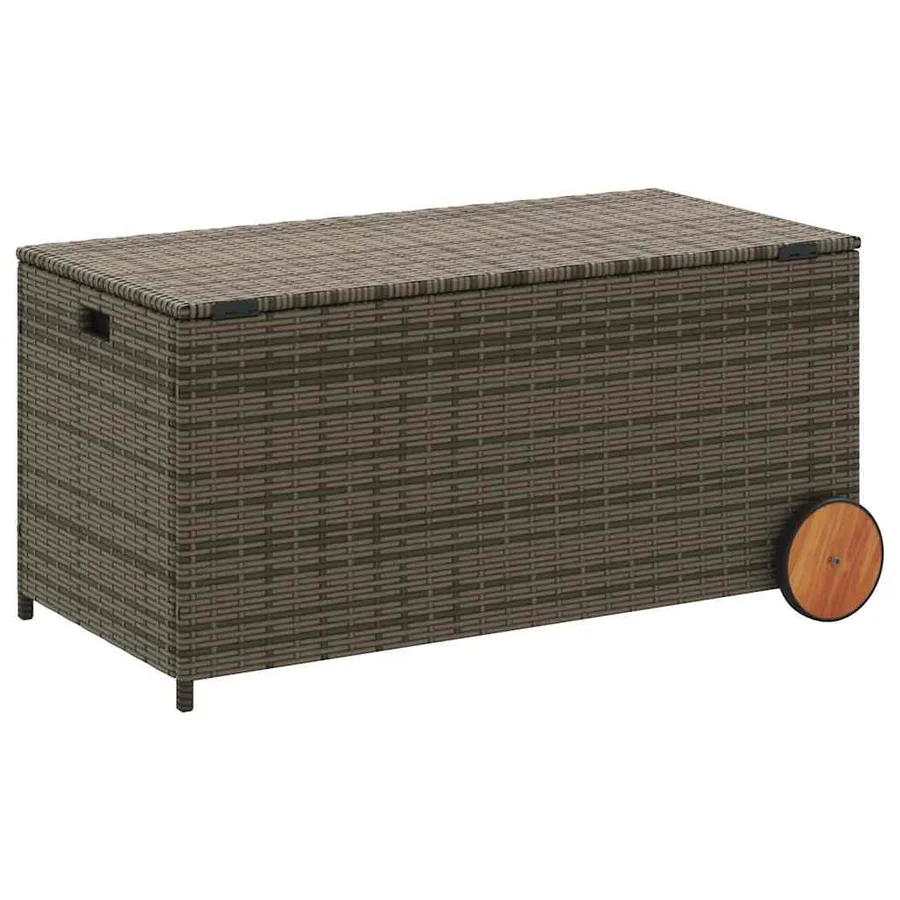 Boîte de rangement de jardin et roues gris 190L résine tressée - 6