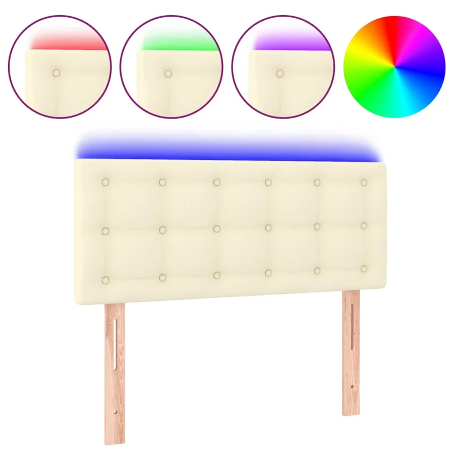 Tête de lit à LED Crème 100x5x78/88 cm Similicuir - 2