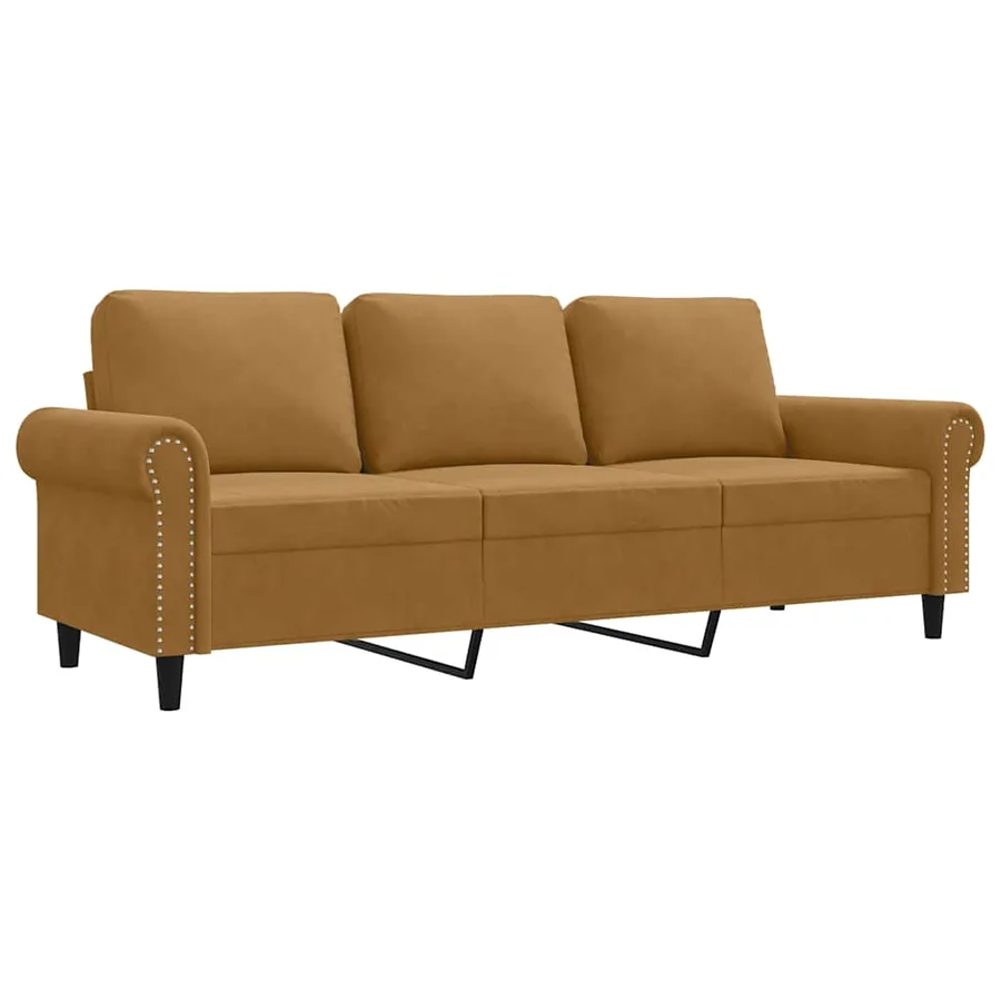 Canapé à 3 places Marron 180 cm Velours - 2
