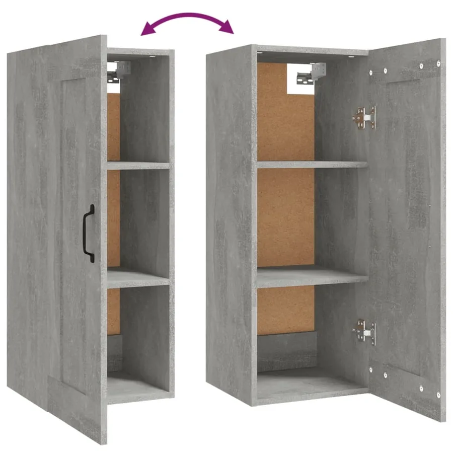 Armoire suspendue Gris béton 35x34x90 cm Bois d'ingénierie - 8