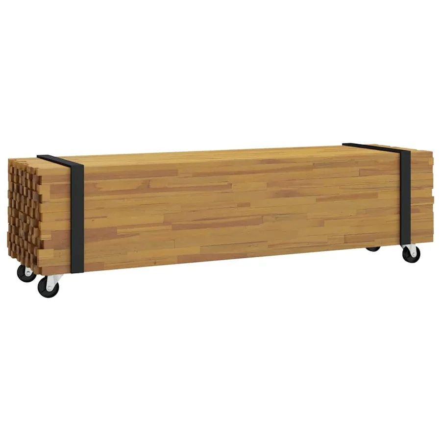 Meuble TV Marron 110 x 30 x 30 cm Bois de teck massif - 6
