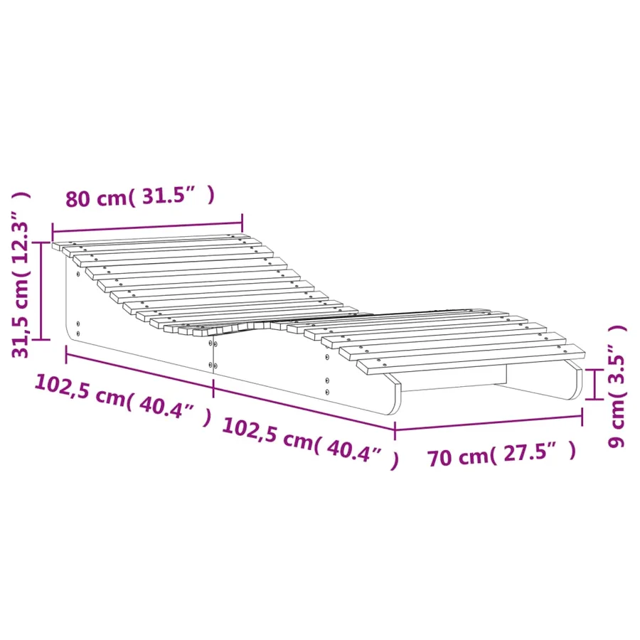Chaise longue 205x80x31,5 cm bois massif de douglas - 9
