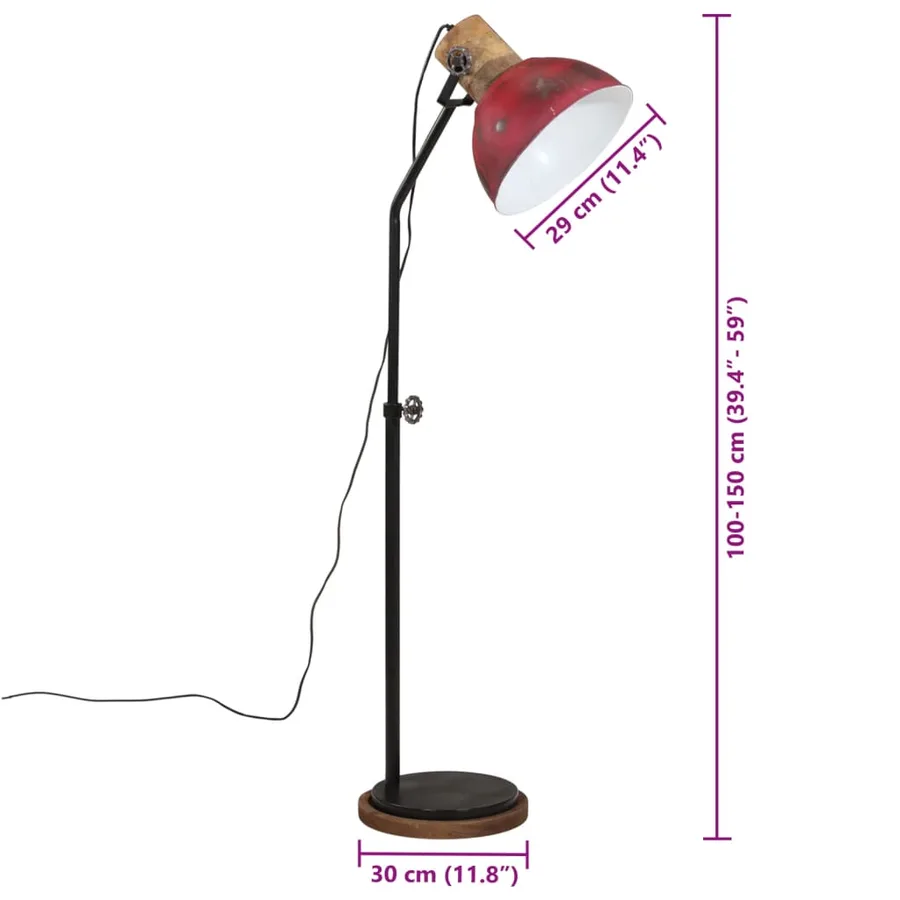 Lampadaire 25 W rouge délavé 30x30x100-150 cm E27 - 11