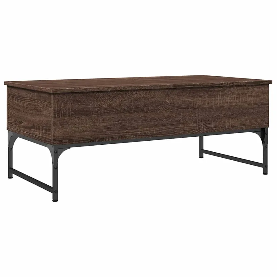 Table basse chêne marron 100x50x40cm bois d'ingénierie et métal - 2