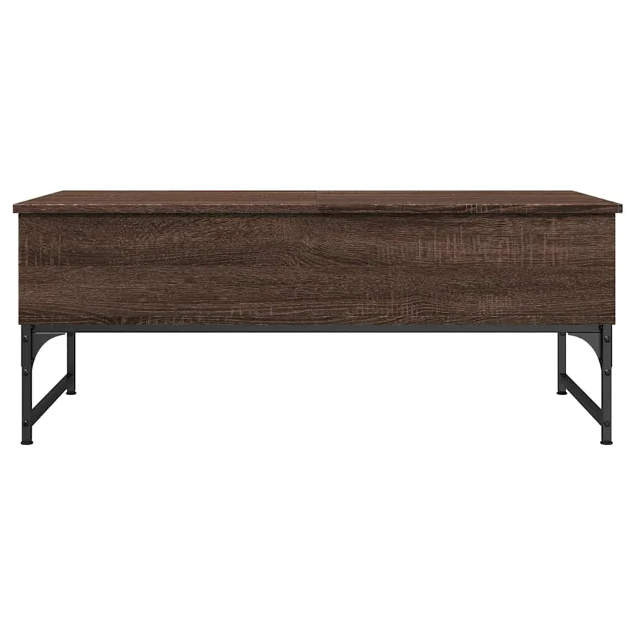 Table basse chêne marron 100x50x40cm bois d'ingénierie et métal - 5
