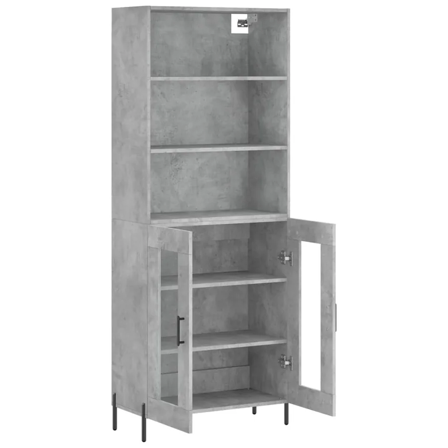 Buffet haut Gris béton 69,5x34x180 cm Bois d'ingénierie - 4