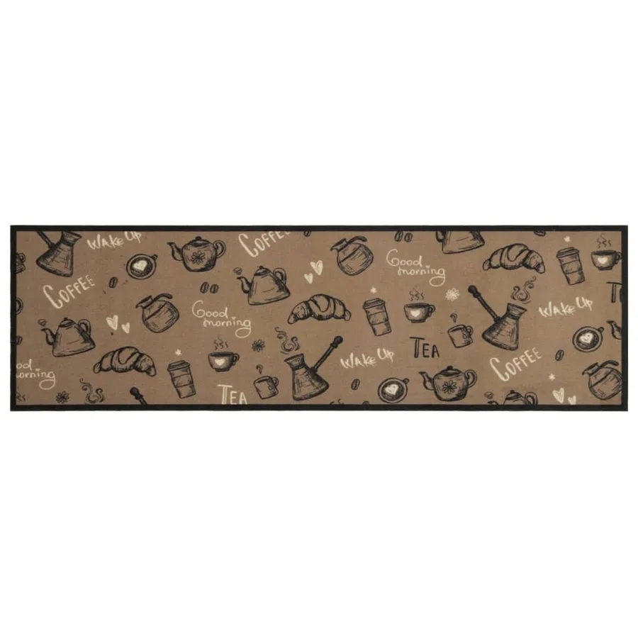 Tapis de cuisine lavable imprimé Morning brun 45x150 cm velours - 2