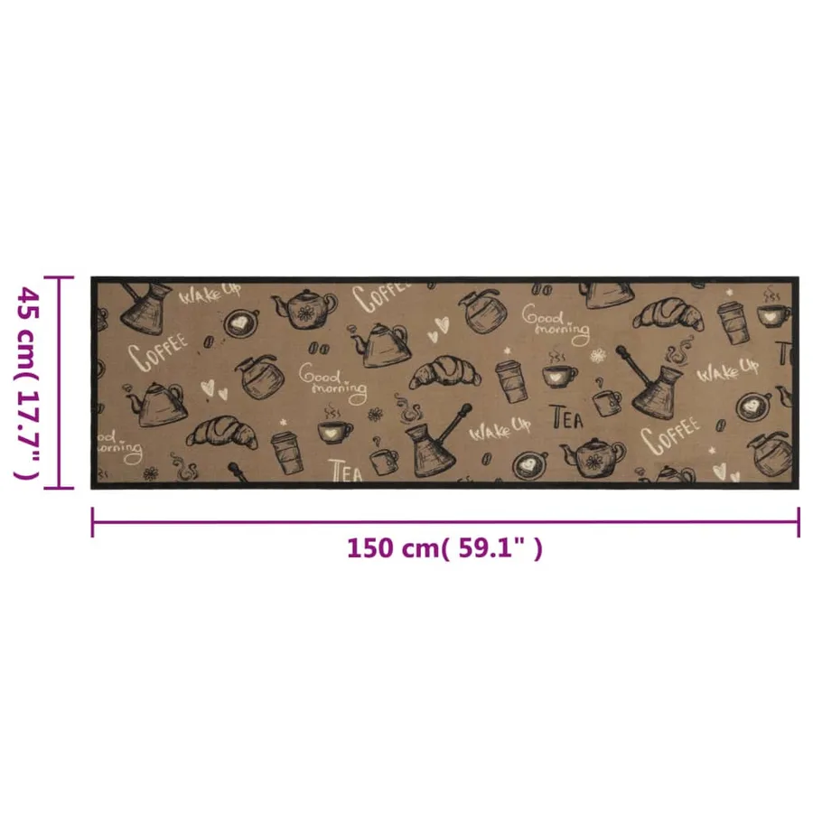 Tapis de cuisine lavable imprimé Morning brun 45x150 cm velours - 5