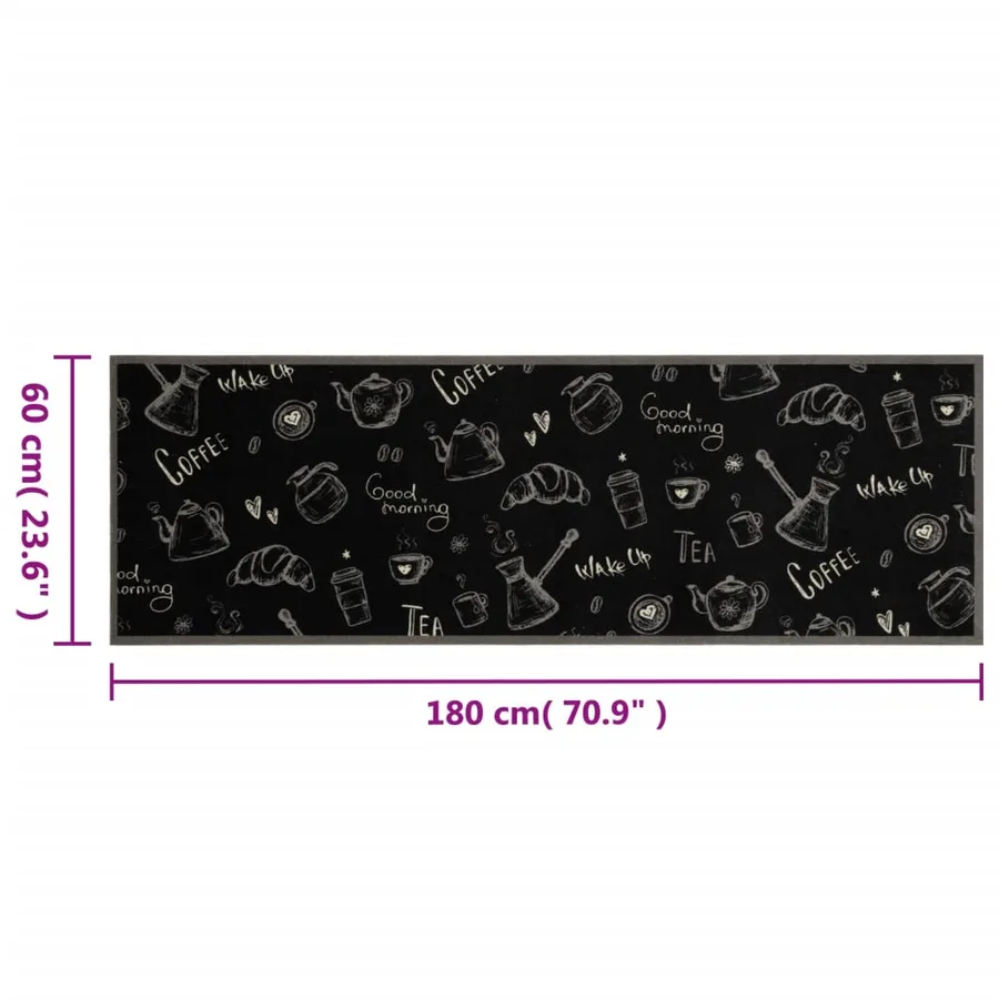 Tapis de cuisine lavable imprimé Morning noir 60x180 cm velours - 5