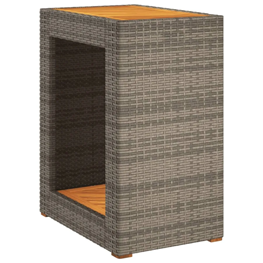 Table d'appoint de jardin dessus en bois gris 60x40x75 cm - 2