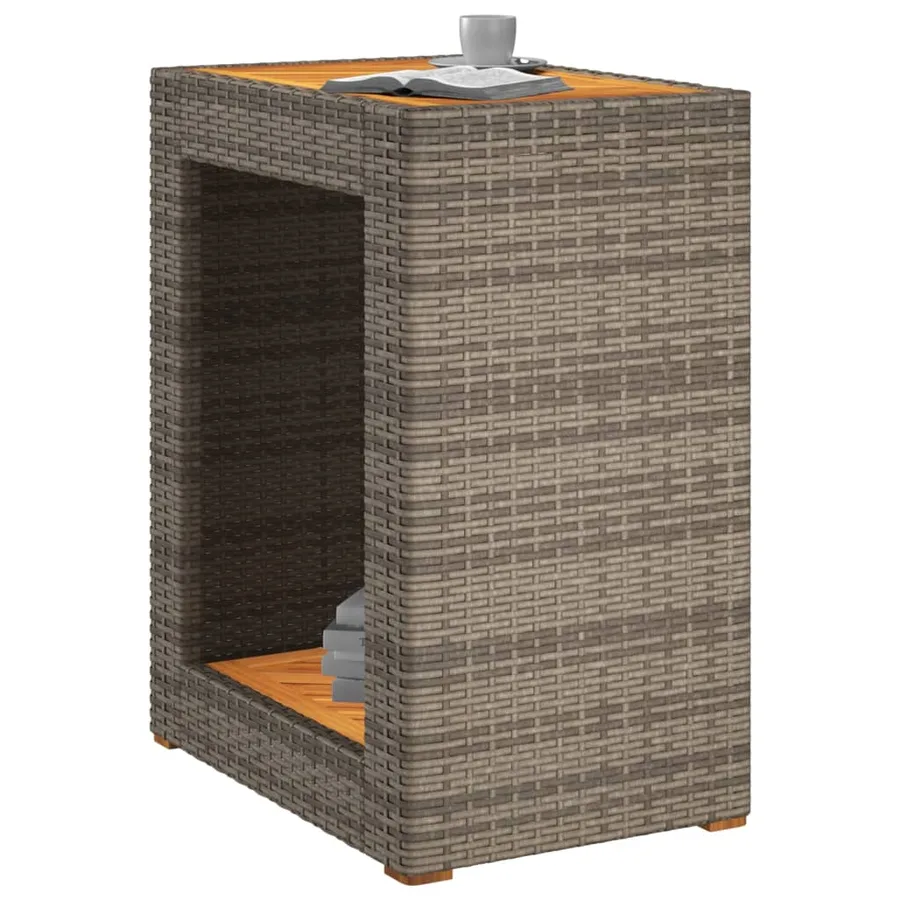 Table d'appoint de jardin dessus en bois gris 60x40x75 cm - 4