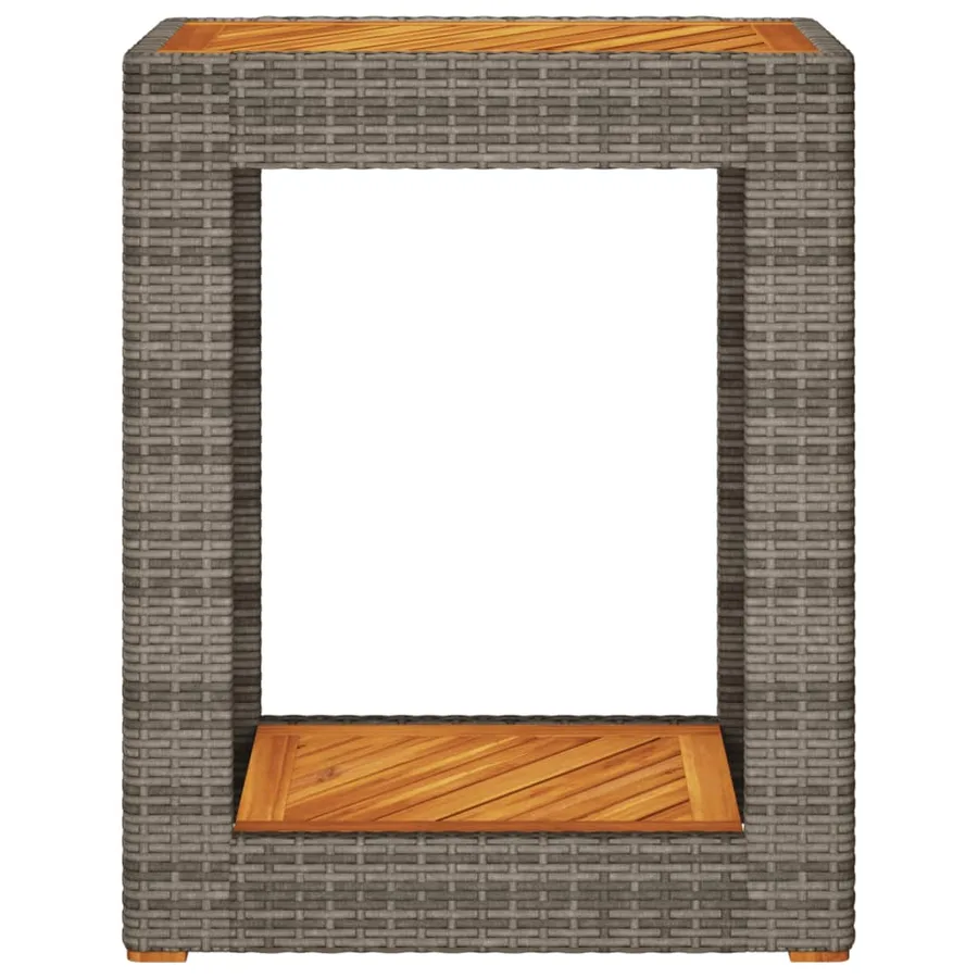 Table d'appoint de jardin dessus en bois gris 60x40x75 cm - 6