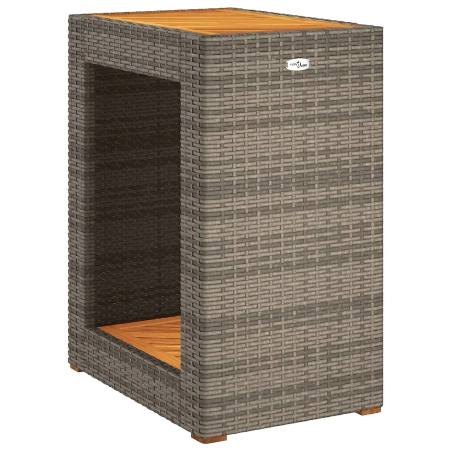 Table d'appoint de jardin dessus en bois gris 60x40x75 cm - 7