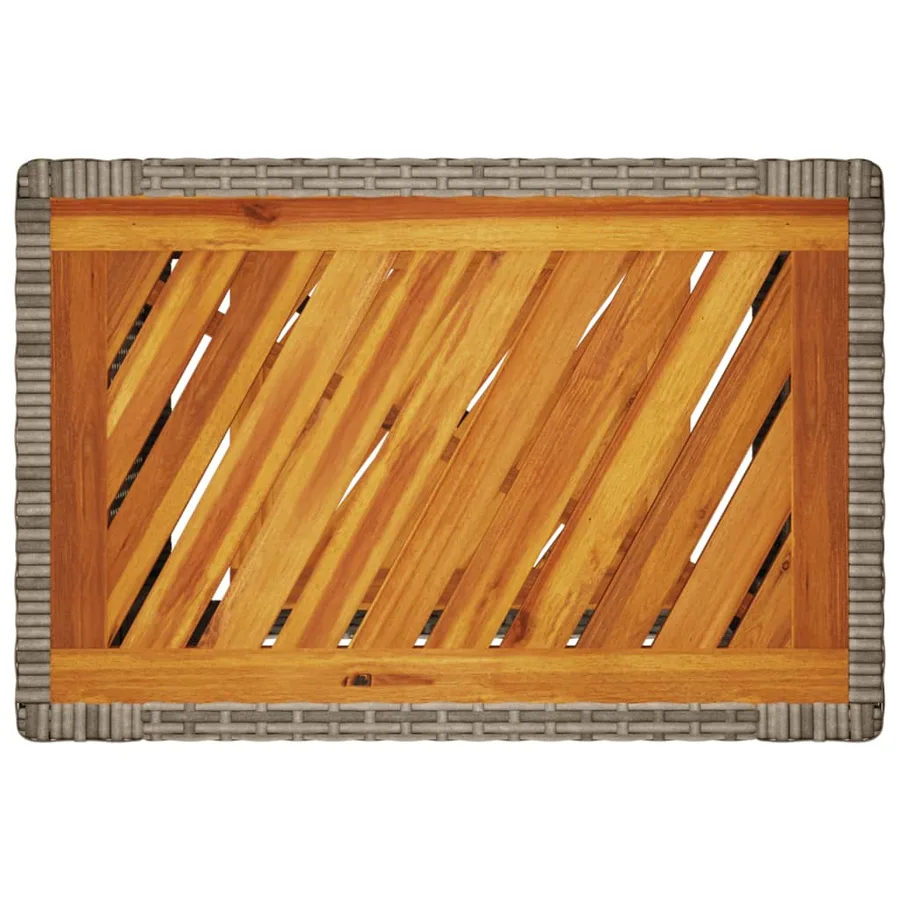 Table d'appoint de jardin dessus en bois gris 60x40x75 cm - 8