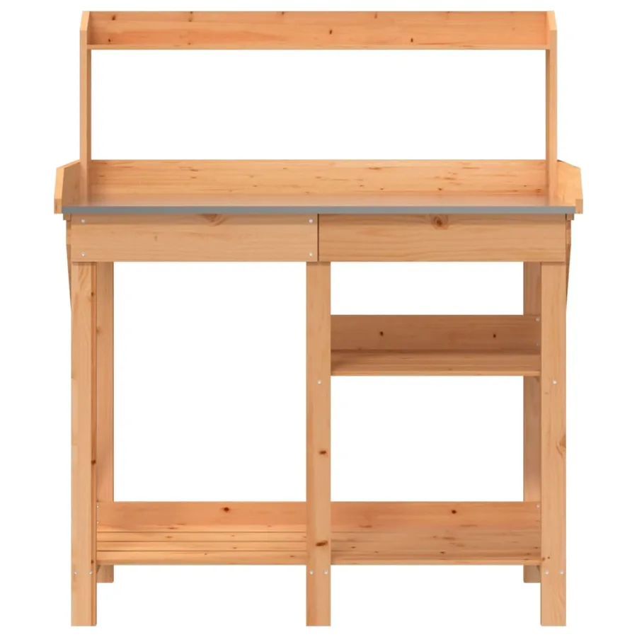Banc de rempotage avec étagères marron bois massif de sapin - 5