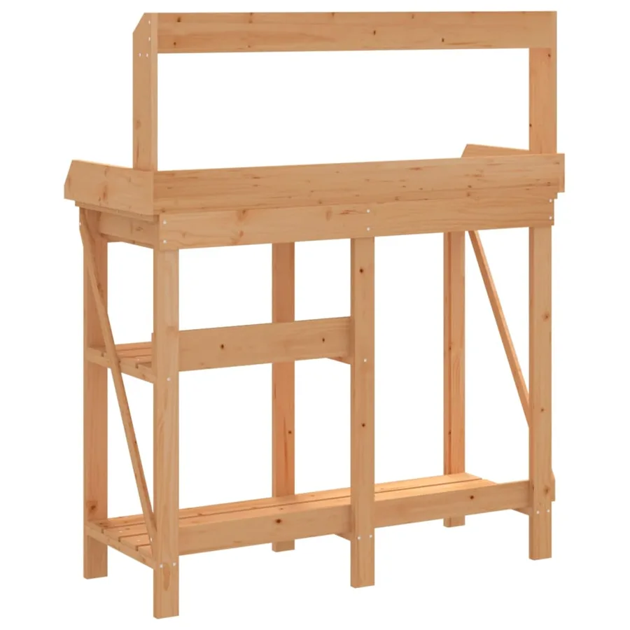 Banc de rempotage avec étagères marron bois massif de sapin - 7