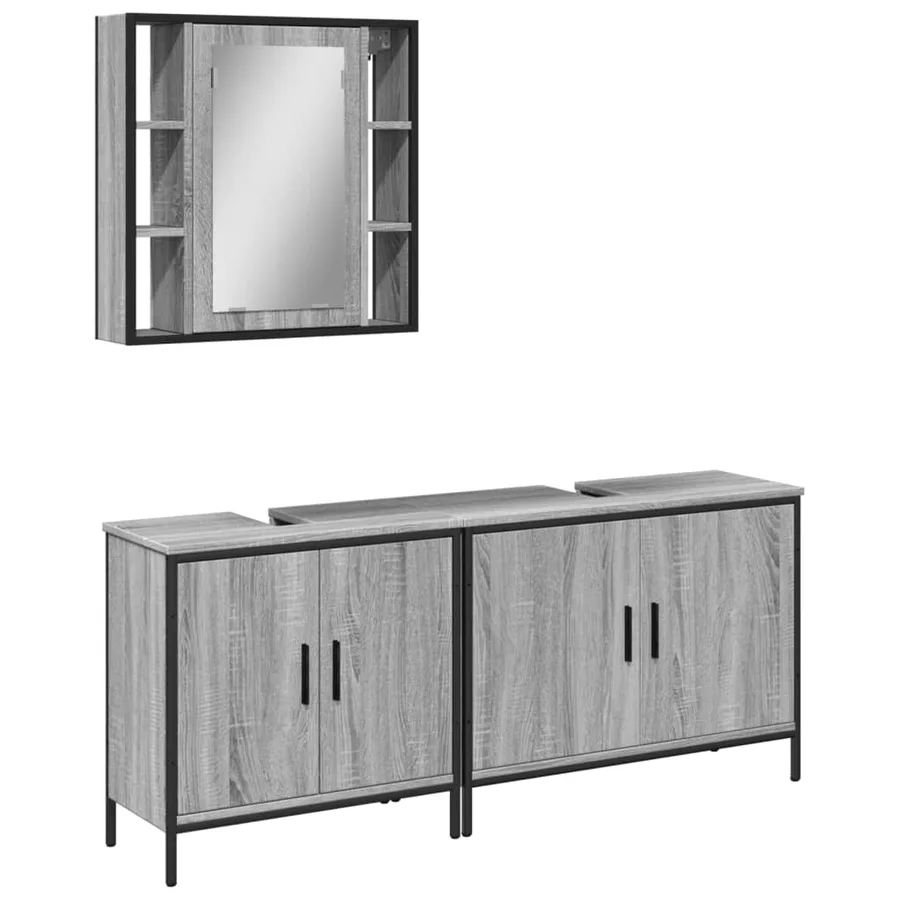 Ensemble d'armoires de salle de bain 3 pcs sonoma gris - 2