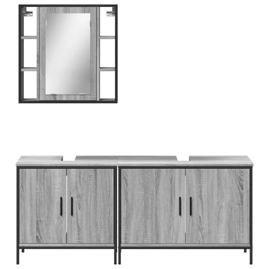 Ensemble d'armoires de salle de bain 3 pcs sonoma gris - 6