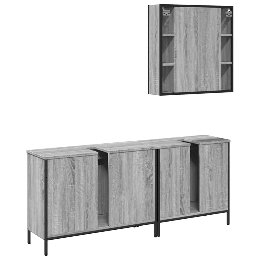 Ensemble d'armoires de salle de bain 3 pcs sonoma gris - 8