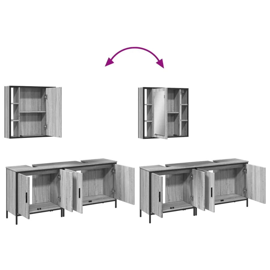 Ensemble d'armoires de salle de bain 3 pcs sonoma gris - 9