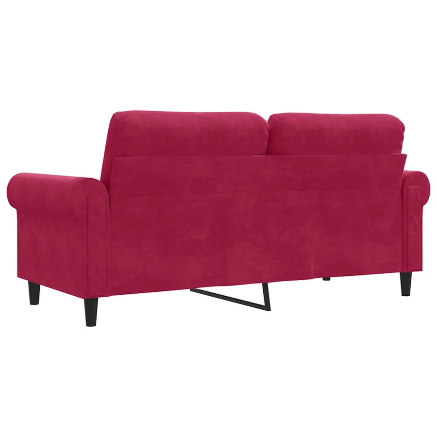 Canapé à 2 places Rouge bordeaux 140 cm Velours - 6