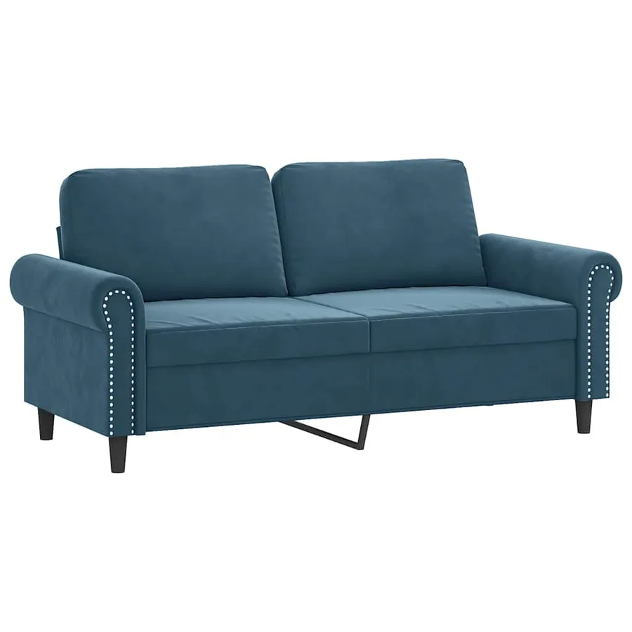 Canapé 2 places avec oreillers décoratifs bleu 140 cm velours - 4