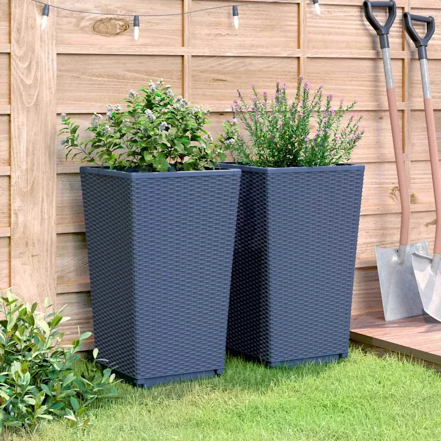 Jardinières 2 pcs bleu gris 32,5x32,5x57 cm PP - 4