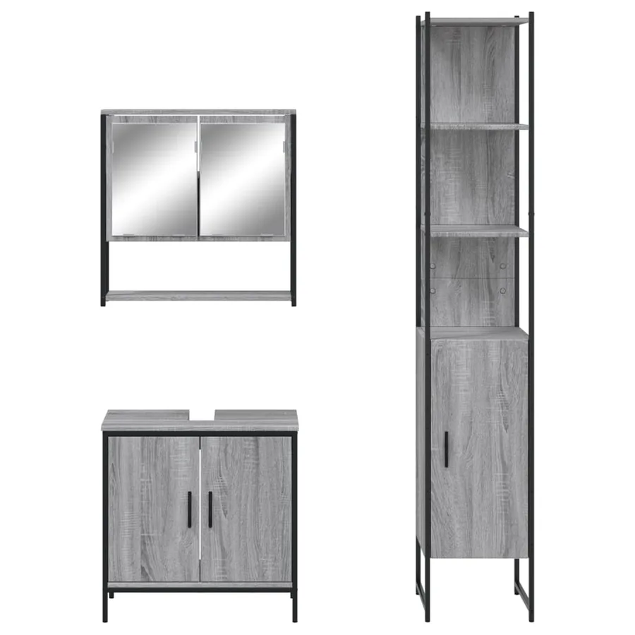 Ensemble de meubles de salle de bain 3 pcs Sonoma gris - 6