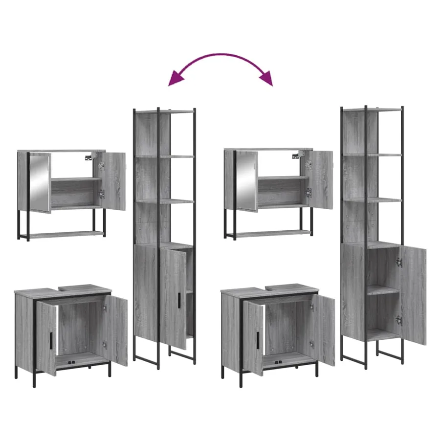 Ensemble de meubles de salle de bain 3 pcs Sonoma gris - 9