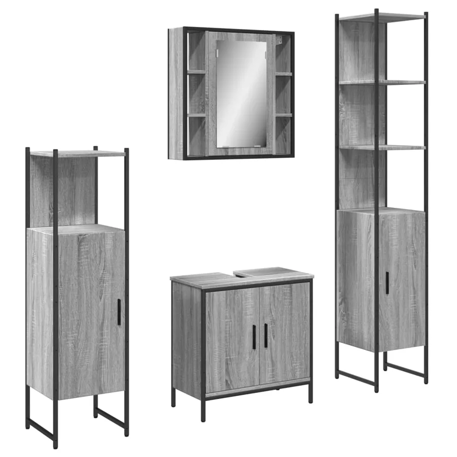 Ensemble d'armoires de salle de bain 4 pcs sonoma gris - 2
