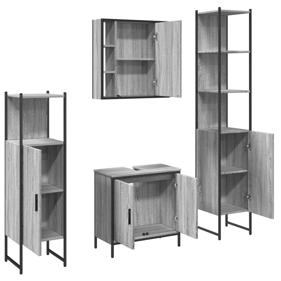 Ensemble d'armoires de salle de bain 4 pcs sonoma gris - 5