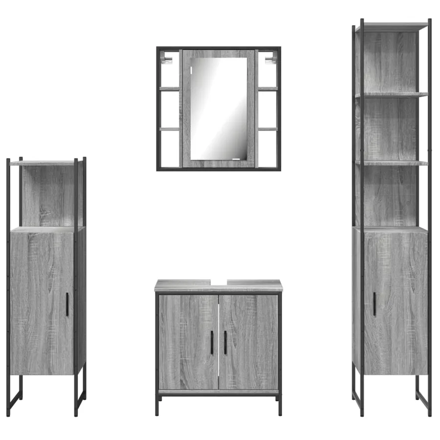 Ensemble d'armoires de salle de bain 4 pcs sonoma gris - 6