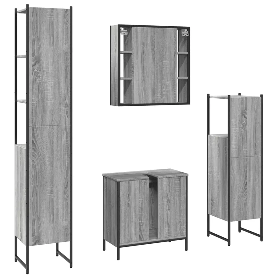 Ensemble d'armoires de salle de bain 4 pcs sonoma gris - 8