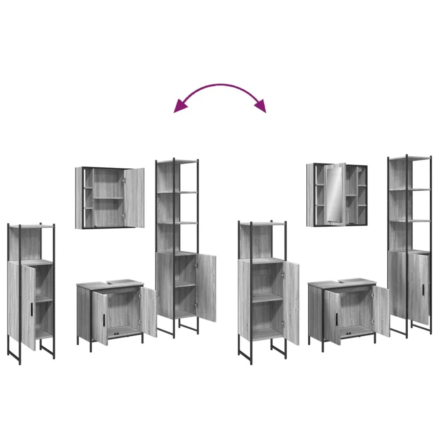 Ensemble d'armoires de salle de bain 4 pcs sonoma gris - 9