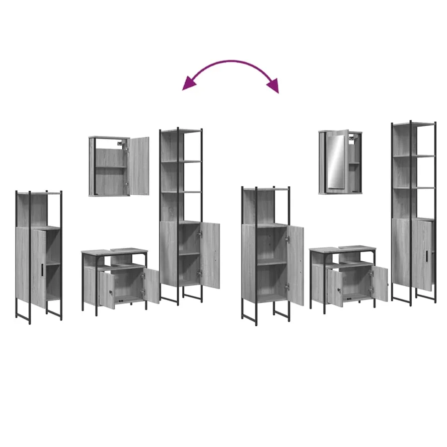Ensemble de meubles de salle de bain 4 pcs Sonoma gris - 10