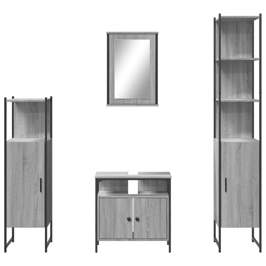 Ensemble de meubles de salle de bain 4 pcs Sonoma gris - 5